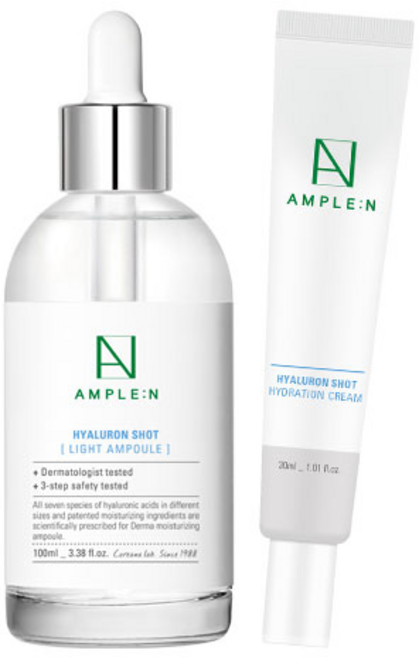 [수부지 SET/10중 히알루론산]코리아나 히알루론샷 라이트 앰플 대용량 100ml+히알루론샷 수분 크림 30ml, 1세트