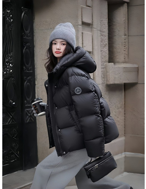 스타일닥터 겨울 여성 패딩 따뜻한 후드 숏패딩 캐주얼 오버핏 아우터 야외 방수 방풍 자켓