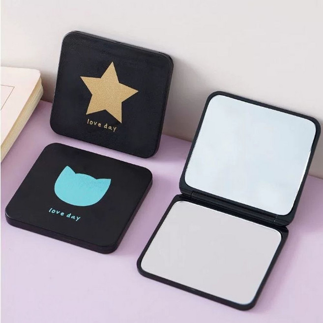 학교 좌우반전거울 휴대용 핑크레드-일반형 메이크업 접이식 무반전, S. 간이형 랜덤 색상 7-6.6cm