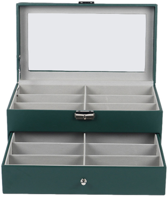 투니스 레더 2단 안경 보관함 12구, 1개, 그린