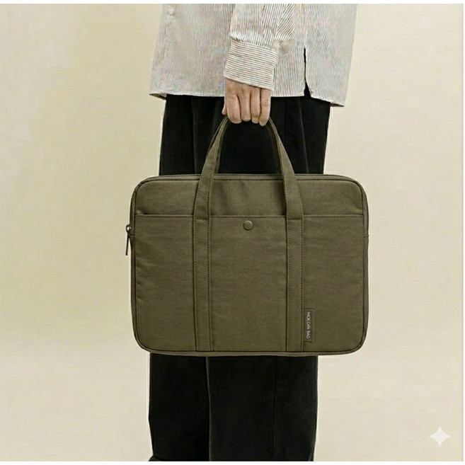이지몰 15~16인치 노트북 가방 충격방지 파우치 맥북 그램 수납 핸들, 1개, 카키