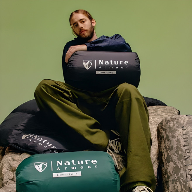 네이처아머 구스 침낭 홀리데이 거위털 군용 미군 캠핑 백패킹 이불 봄 여름 가을 겨울 4계절 3계절 동계 사계절, 구스침낭: 블랙레드 1500g