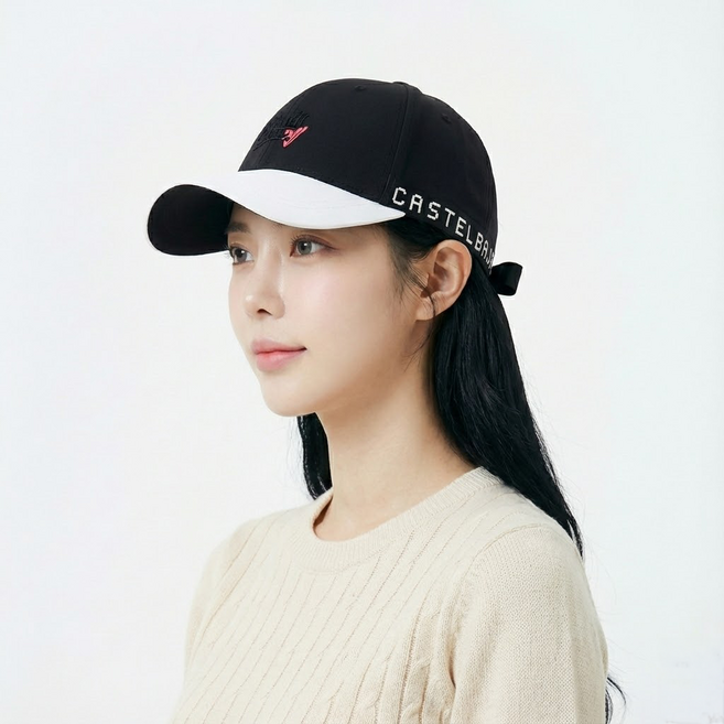 까스텔바작 여성 골프 레터링 볼캡 CSW-223, 블랙