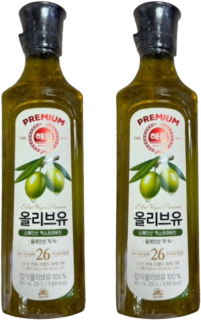 해표 올리브유, 2개, 500ml