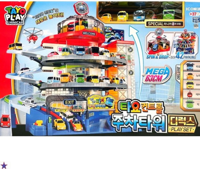 타요 컨트롤 주차타워 디럭스 플레이 완구세트, 혼합색상, 1세트