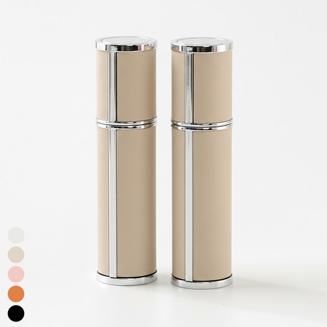 앙플러스 프리미엄 가죽 향수병 미니 향수 공병, 2개, 베이지