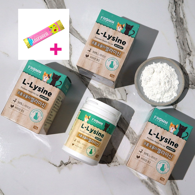 아기 고양이 영양제 엘라이신 허피스 천식 면역력 길 고양이 <intragen 증정>, L-lysine (분말), 1개