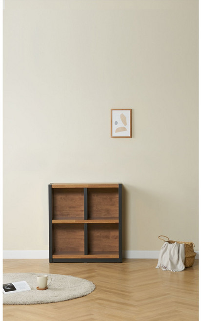 [유앤미가구] 2단 낮은 책장 교구장 일반형 1600 1200 800 서재방 아이방 홈오피스 책장, 멀바우블랙800