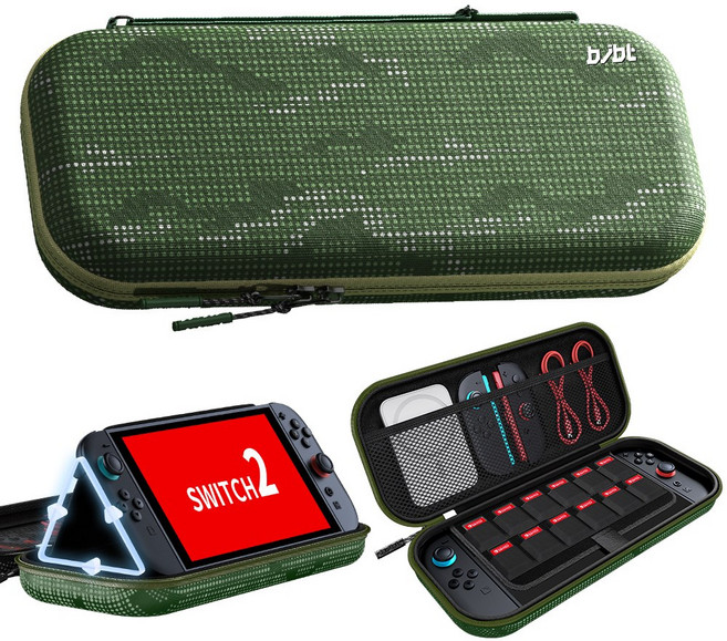 AITEWO 닌텐도 스위치 2 파우치 수납가방 휴대용 하드 케이스 충격 흡수 방수, 그린 B형, 1개, Switch 2