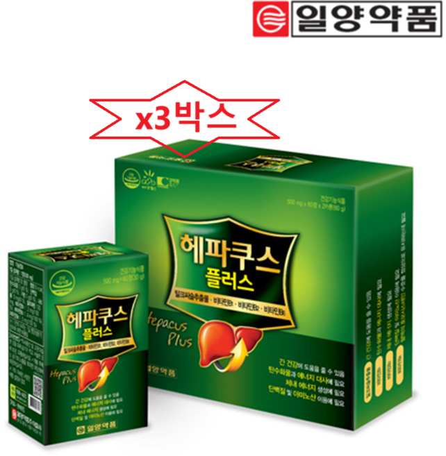 일양 헤파쿠스플러스120정x3박스 간건강 관리 밀크씨슬 비타민B, 120정, 3박스