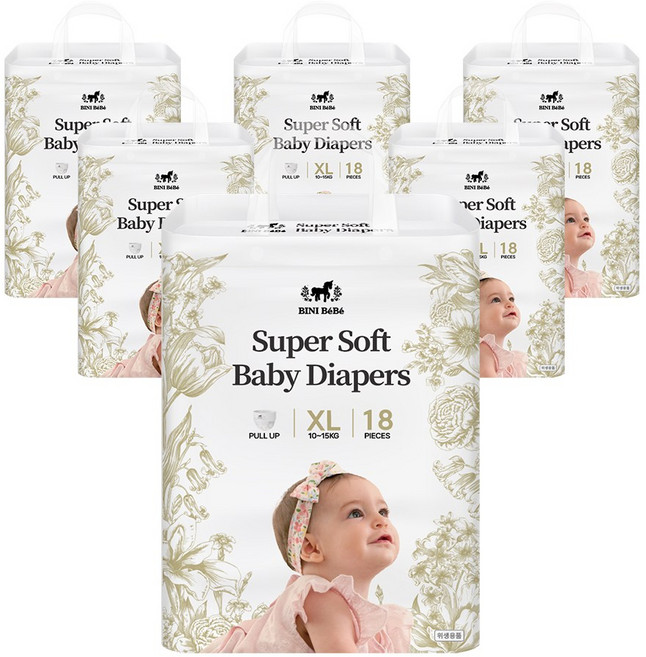 비니베베 프리미엄 팬티형 기저귀 유아용, 특대형(XL), 108매