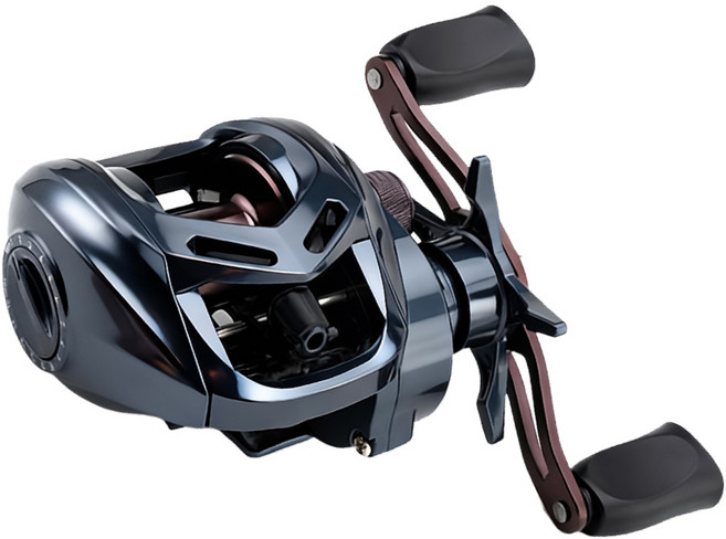 Huidiao 7.2:1 베이트릴 15단계 조절 가능한 N48 마그네틱 브레이크 드래그 클릭커 줄꼬임 방지 기능이 있는 정밀 낚시용 캐스팅 릴, 블루, HZSD-좌핸들