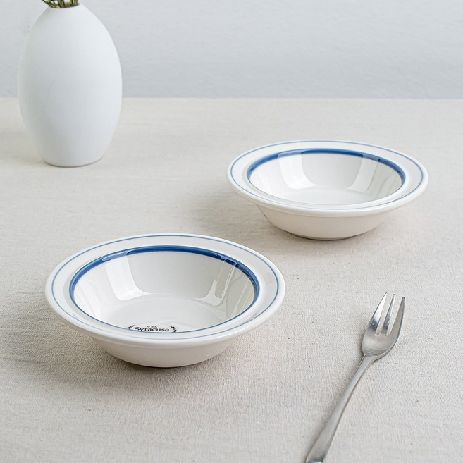 시라쿠스 메이플 홈파티 예쁜 앞접시 찬기, 라인블루, 2개