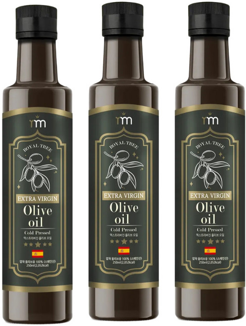 로얄트리 스페인 피쿠알 엑스트라버진 올리브유, 3개, 250ml