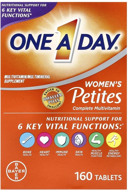 단백질 비타민 철분 마그내슘 칼슘 One-A-Day 여성용 프티트 컴플리트 종합비타민 160정 고루고루섭취해주세요, 1개 - 쿠팡