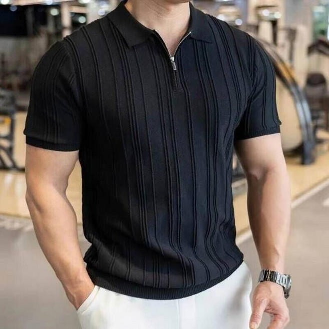 POLO衫男裝上衣T恤短袖涼感衣高爾夫球衫半拉链男短袖夏季新款翻领针织高级感t恤男款運動POLO短袖吸濕排汗都會商務休閒衫輕奢老錢風大尺碼防曬上衣休閒登山短袖吸濕排汗透氣polo衫寬版厚磅爸爸裝舒適重