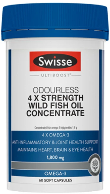 Swisse 4 x Strength Wild Fish Oil Concentrate 스위스 4 X 스트랭스 와일드 피쉬 오일 농축 60캡슐, 1개, 60정 - 쿠팡