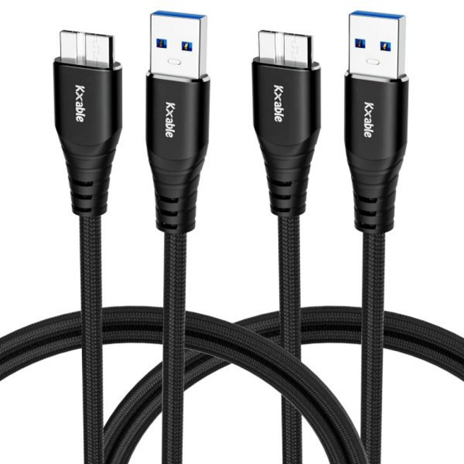 USB 하드 드라이브 코드 8FT 2팩 A에서 Micro B 3.0 케이블 웨스턴 디지털 WD 마이 패스포트 도시바 씨게이트 SSD 외장 HDD 삼성 갤럭시 S5 노트 프로 1, 8FT-2PK