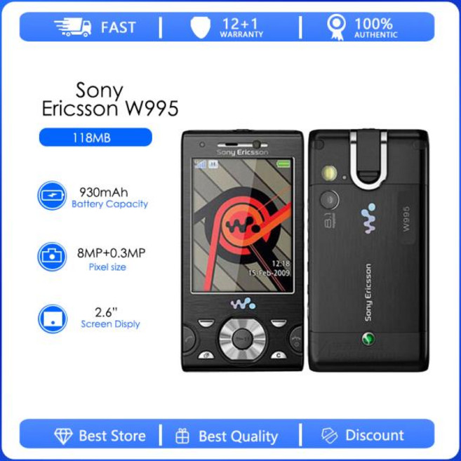 Sony Ericsson W995i 리퍼브 상품- 잠금 해제 휴대 전화 슬라이더 음악 3G WIFI GPS, 02 Simple set, 02 검정색