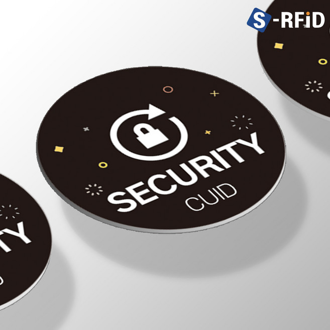 RFID 태그 CUID 스티커 스마트폰 복사 MCT 도어락 카드키 13.56Mhz, 1개, 원형 블랙 스티커(No.80P)