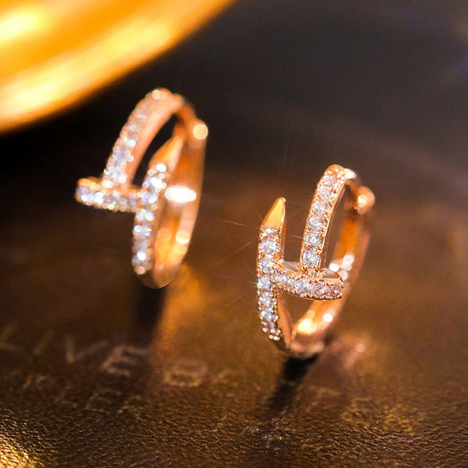 NXNA 18K 귀걸이 로즈골드 여성 럭셔리 데일리통근 여자친구 생일선물 도금 BISCY-ED49