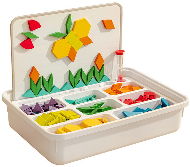 [KC인증]원목 나무 칠교 자석블럭 몬테소리교구 가베 창의력 유아 어르신인지발달교구 발달센터교구 미술치료교구 행동치료교구 250PCS, 자석판 고객직접부착형, 1개