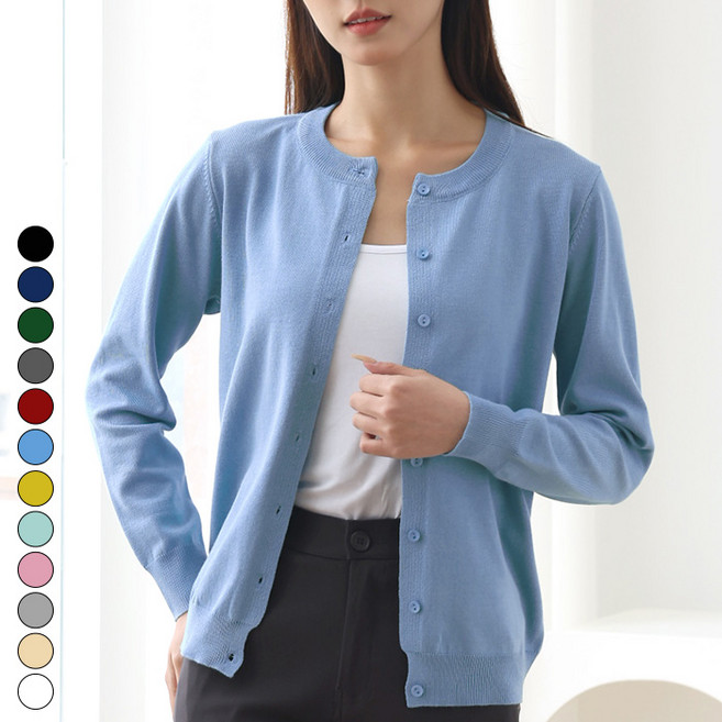 텐클로 빅사이즈 (44~120) 여성용 라운드넥 스판 비스코스 니트 가디건