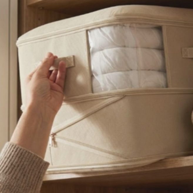 3세대 프리미엄 특대형 압축 파우치 옷정리 이불 수납 정리함 대용량 리빙박스, 2개, 라이트 베이지