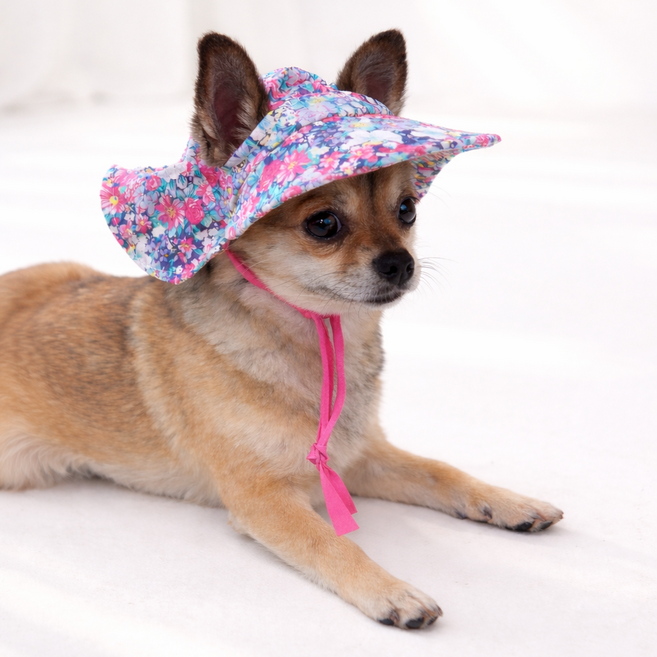 강아지 빈티지 플라워 꽃모자 버킷햇, 1개