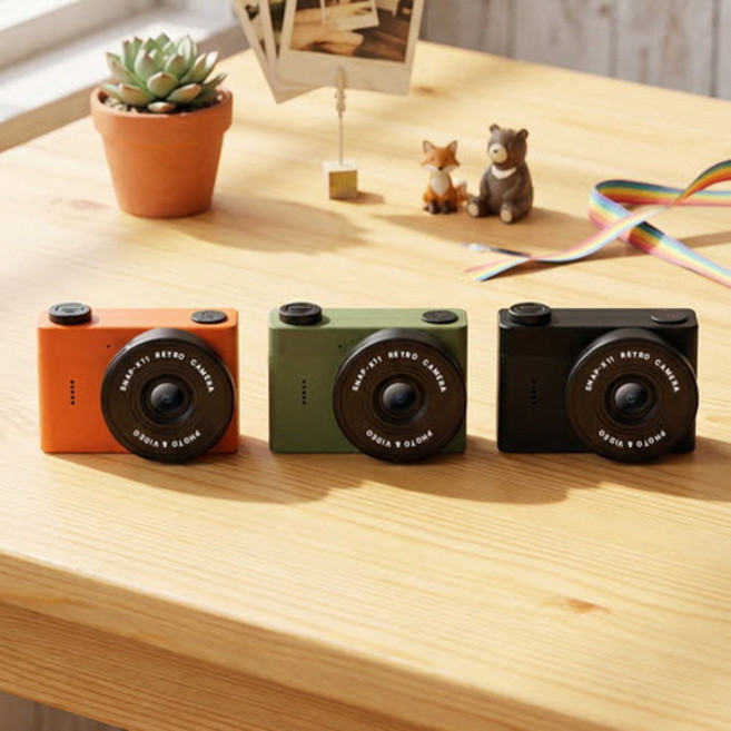 초소형 미니 레트로 카메라 스냅 SNAP- X11 8GB메모리 전후면 듀얼렌즈 셀카 필터기능 토이카메라 키즈카메라 키링캠, SNAP- X11 (블랙)