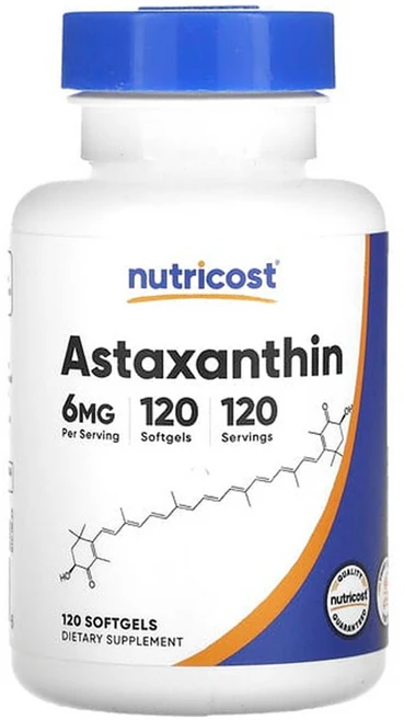 뉴트리코스트 아스타잔틴 6 mg Nutricost Astaxanthin 6 mg 120 Softgels, 1개, 120정, 120정 - 쿠팡