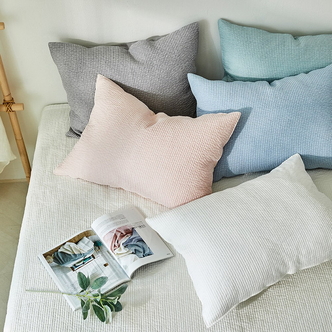 풍기인견 양면 피그먼트 바이오 워싱 줄누빔 베개커버 2P