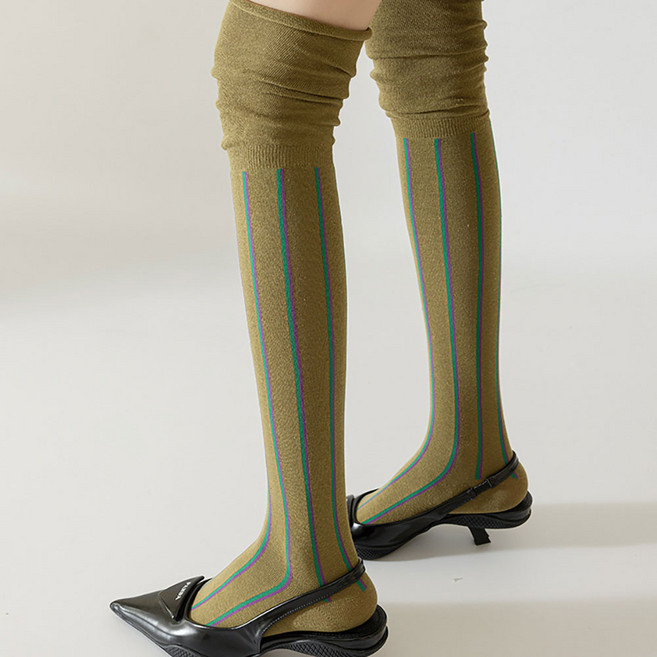 에이블탑 줄무늬 패션 컬러 여자 롱삭스 오버니삭스 n159