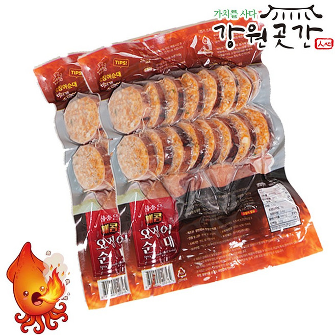 [강원곳간] 속초 매콤 오징어순대(슬라이스) 500g, 2개
