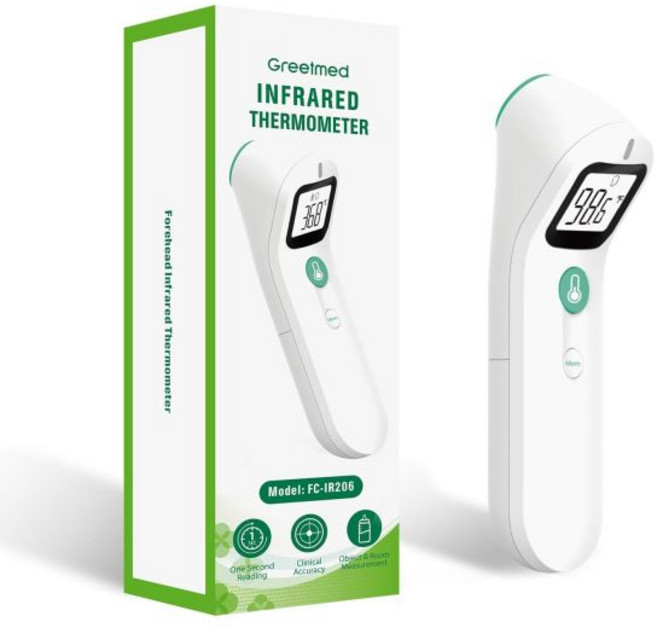 성인용 노터치 이마 디지털 발열 알람이 있는 1초 대형 LCD 디스플레이 멀티 모드 물체 온도 배터리