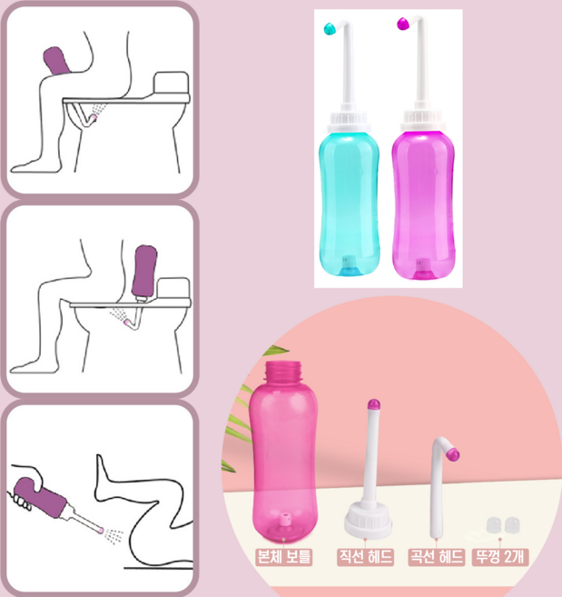 젤리몰 휴대용 여행용 캠핑용 수동 대용량 비데 2개노즐포함, 단순배송상품, 블루