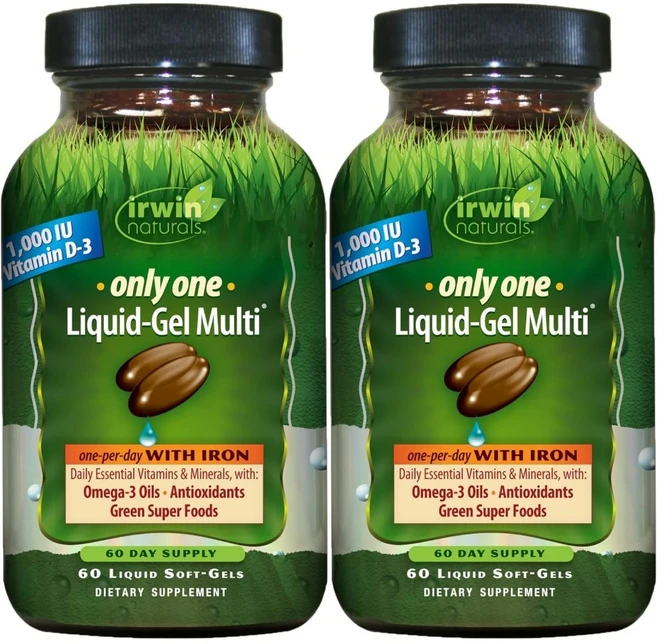 Irwin Naturals 어윈네추럴스 온니 원 리퀴드 젤 멀티 아이언 철분, 2팩, 60정 - 쿠팡