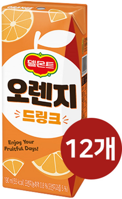 롯데 델몬트 드링크 오렌지, 12개, 190ml