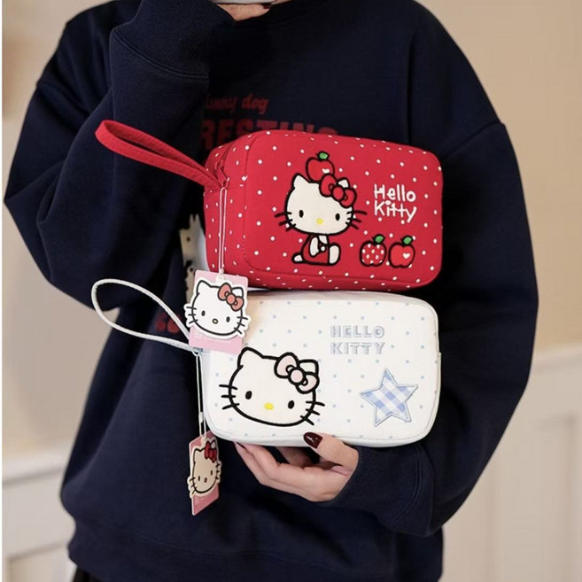 헬로키티 여행용 화장품 파우치 사각 수납 가방