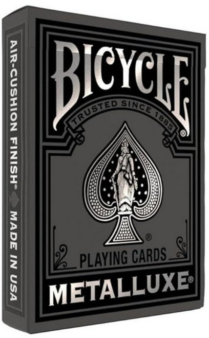 Bicycle 블랙 앤 로즈 골드 메탈럭스 플레잉 카드 - 프리미엄 포일 메탈럭스 덱 - 클래식 포커 사이즈 수집용 럭셔리 디자인 게임 나이트 선물 및 스타킹 스터퍼에 적, 블랙 및 실버