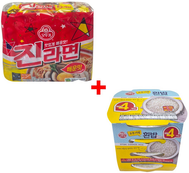 오뚜기 봉지라면 진라면 120g + 오뚜기밥 210g, 1세트