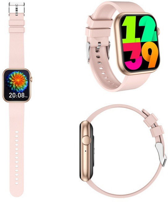 智慧型手錶 通話運動手錶 超長待機 訊息提醒 藍芽連接 適用於蘋果/安卓, 粉色