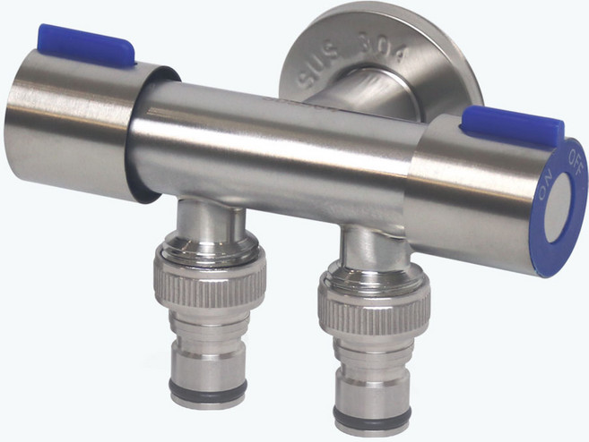 스텐레스 슬림수전 냉수용 두갈래 커플링 세탁기 수도꼭지 양갈래 2구 베란다, 냉수용 두갈래 슬림밸브, 1개