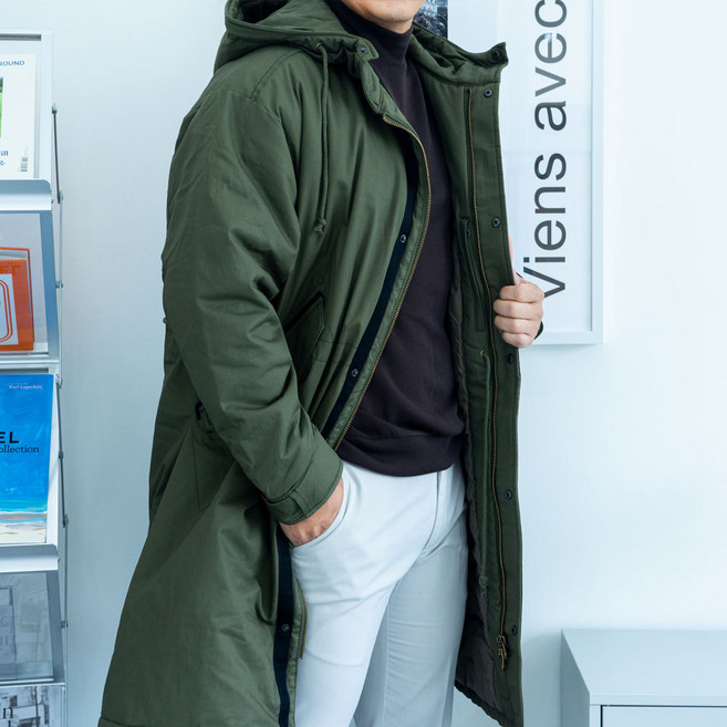 오버핏 후드 롱야상 개파카 사파리 아우터 항공 점퍼