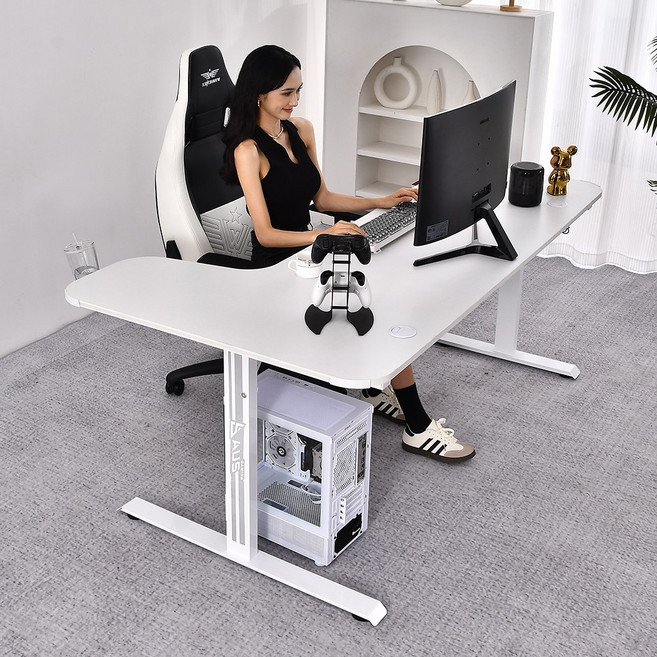 아우스 위너렉스 LS ㄱ자형 게이밍책상 L자형 컴퓨터책상 좌 우 선택가능 1400 1600 1800, 기본형-화이트x1800(R)