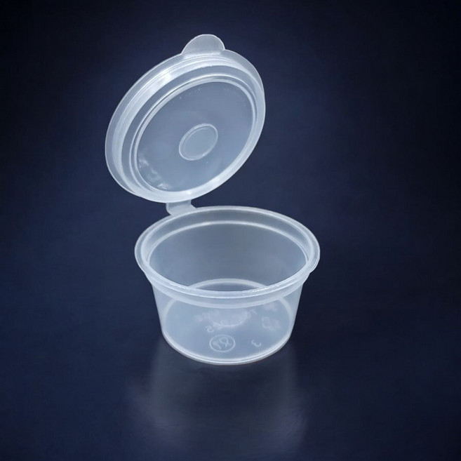 원터치 원형 투명 컵 깨 양념 통 소스 용기, 1개, 50개