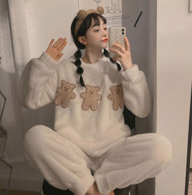 커플잠옷 겨울 데일리 겨울 곰돌이 귀여운 수면잠옷 커플 수면 잠옷