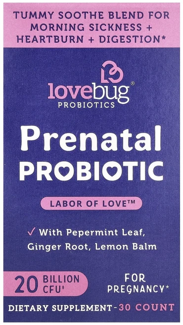 단백질 비타민 철분 마그내슘 칼슘 LoveBug Probiotics 임산부용 프로바이오틱 200억CFU 캡슐 30정 고루고루섭취해주세요, LoveBugProbiotics임산부용프로바이오틱200, 1개 - 쿠팡