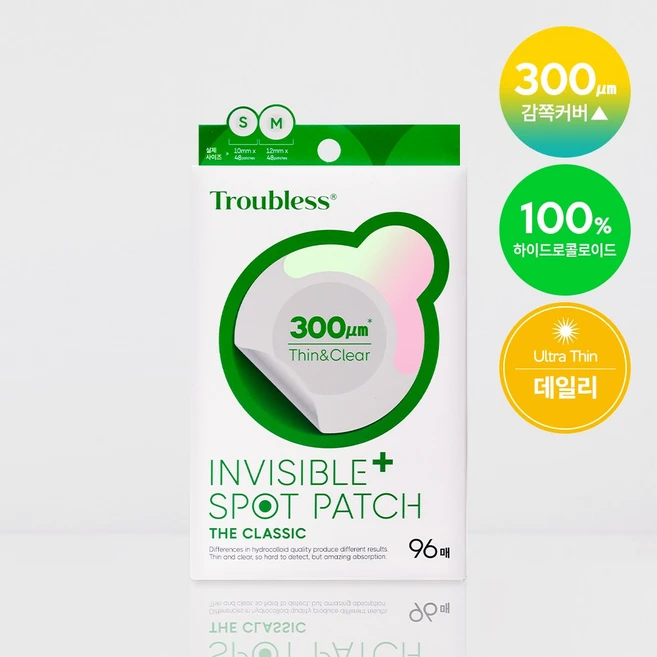 [본사 직영] 트러블레스 인비저블 플러스 스팟 패치 더 클래식 96 패치 / 성인 여드름 진정 / 여드름 피부 화장품, 1개, 96개입 - 쿠팡