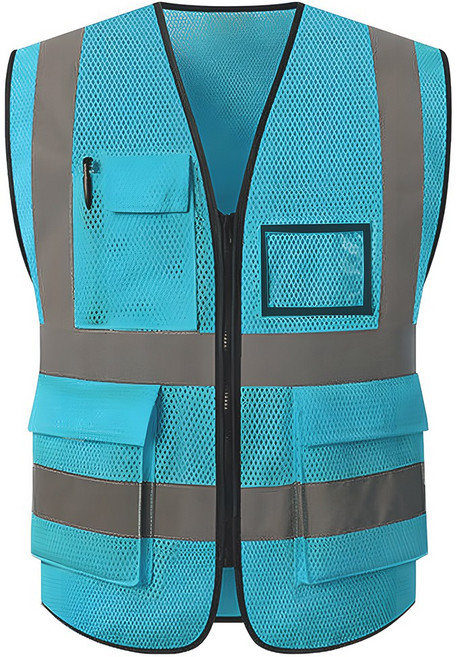 하이라이트 반사 트리플 라인 메쉬 안전조끼, 스카이, 1개